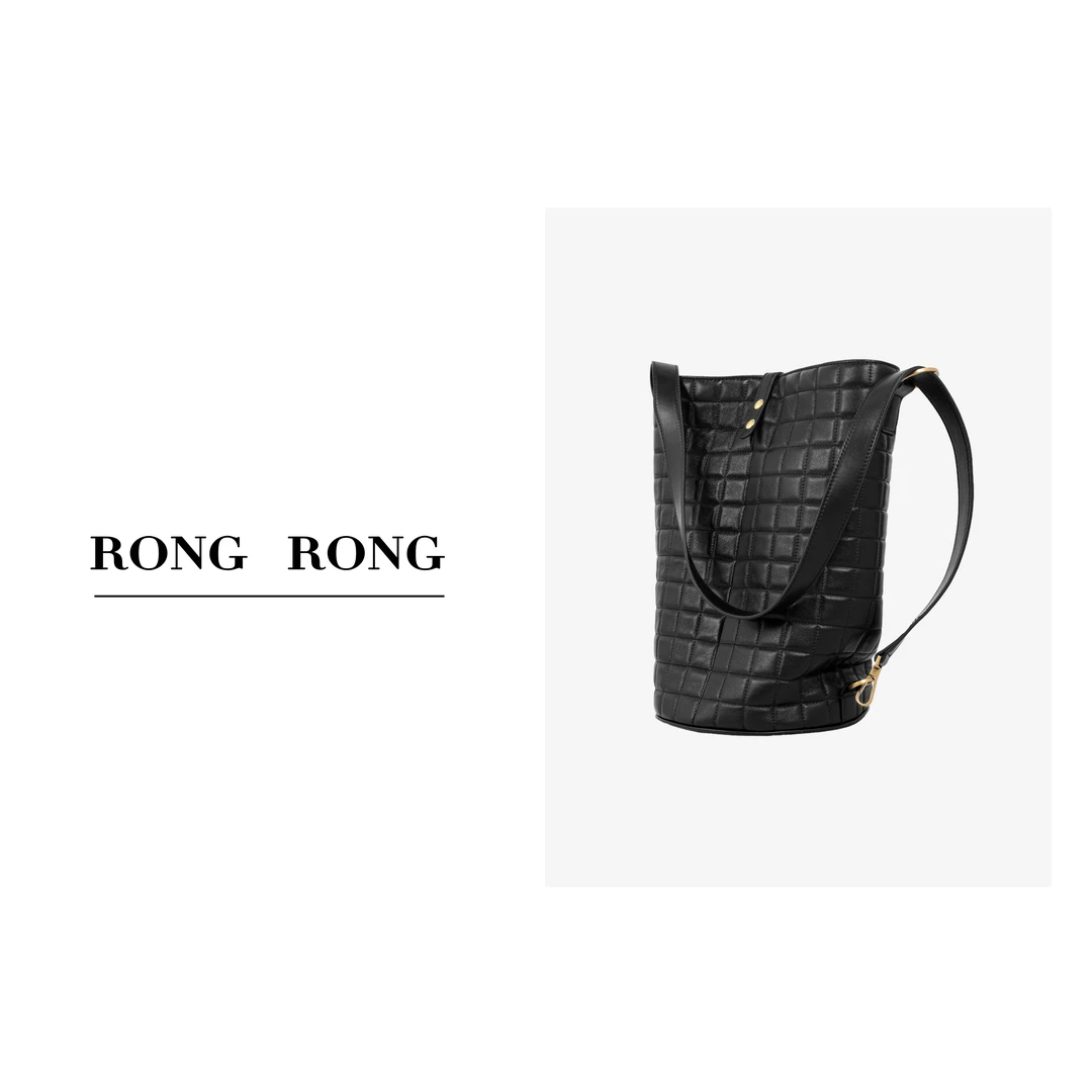 溶溶J RONGRONG 高级感羊皮水桶包SDDSS24HB002BK