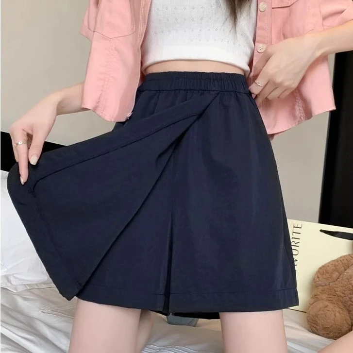 山本工装裙裤女夏季薄款2025新款宽松阔腿五分裤休闲冰丝运动短裤