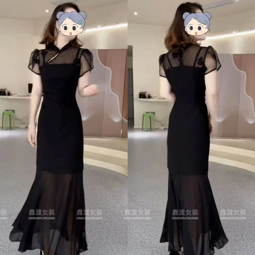 2025夏季新款时尚显瘦气质女士网红洋气连衣裙百搭款D9749