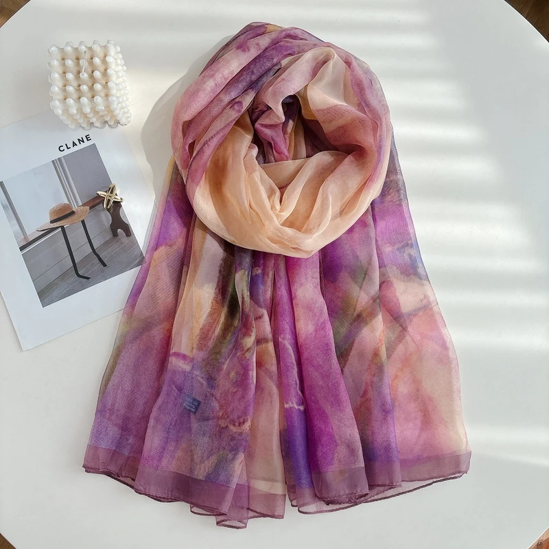 【紫美人】云锦纱 180x130尺寸透气百搭舒适披肩丝巾