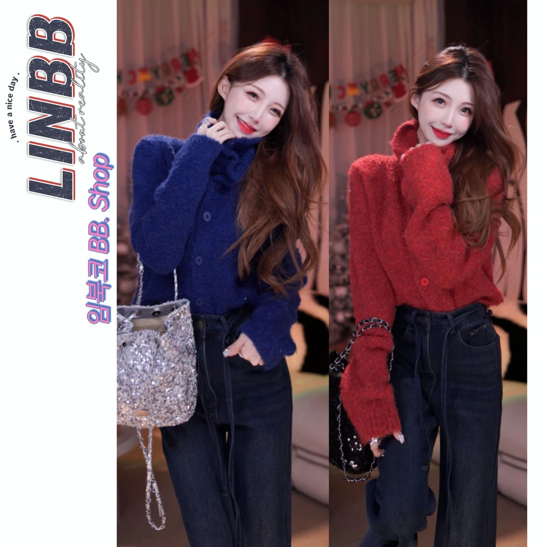 林北鼻-【小白脸】韩代颗粒毛毛显白显瘦氛围感毛衣