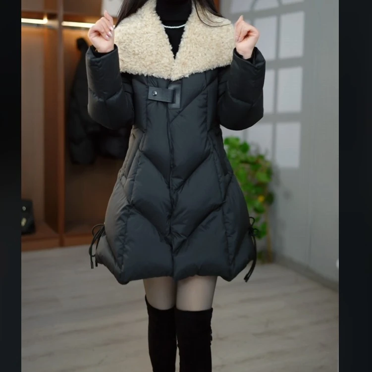 2025新款羽绒服长袖宽松型一等品保暖厚款时尚中长款显瘦冬季