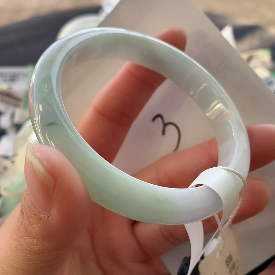 翡翠未镶嵌手镯57.4圈口窄条手镯