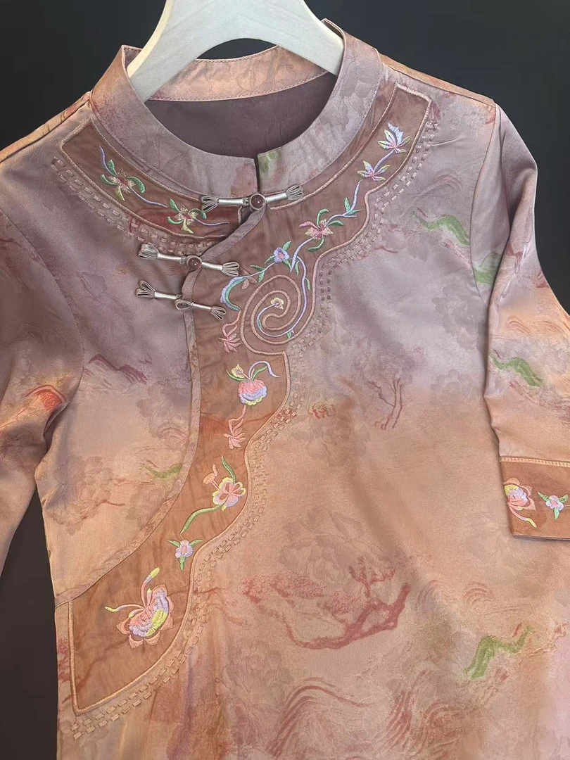 「粉色年华」新中式国风时尚气质百搭连衣裙