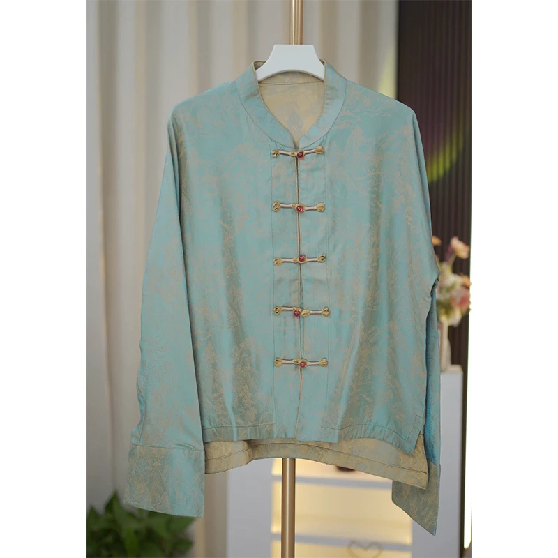 兰亭序-重磅浮光锦桑蚕丝女新中式显瘦减龄高贵阔太太上衣外套