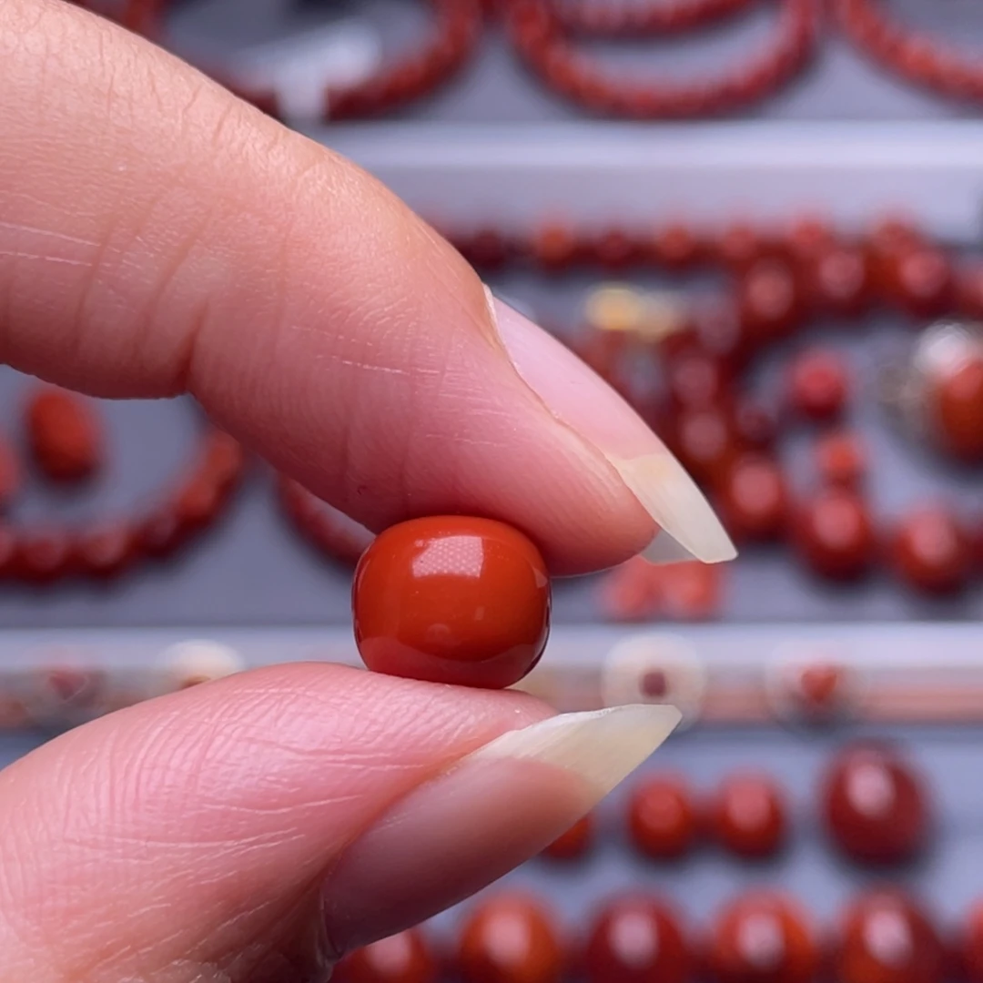 心***悸南红玛瑙未镶嵌配珠9mm瓦西柿子红满肉老型珠