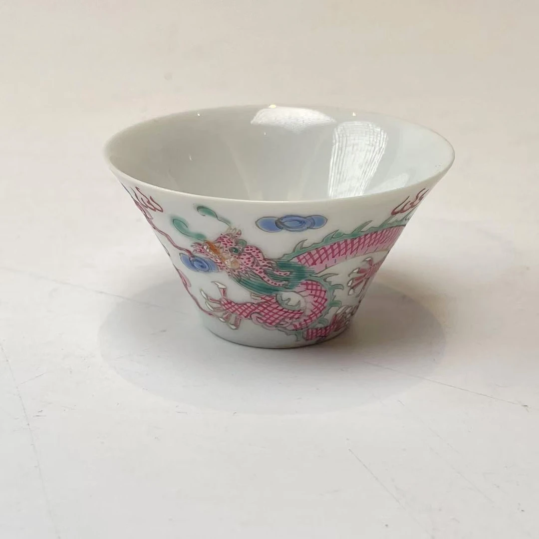 胭脂红龙纹马蹄杯BY04X1228