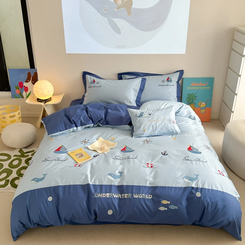 我的太空梦 四季款全棉男孩被套四件套 舒适新疆棉儿童三件套床品