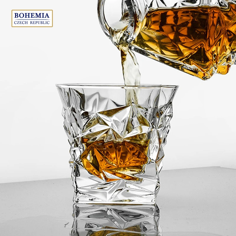 捷克进口BOHEMIA水晶玻璃酒具北欧风威士忌杯 家用高档冰川平底杯