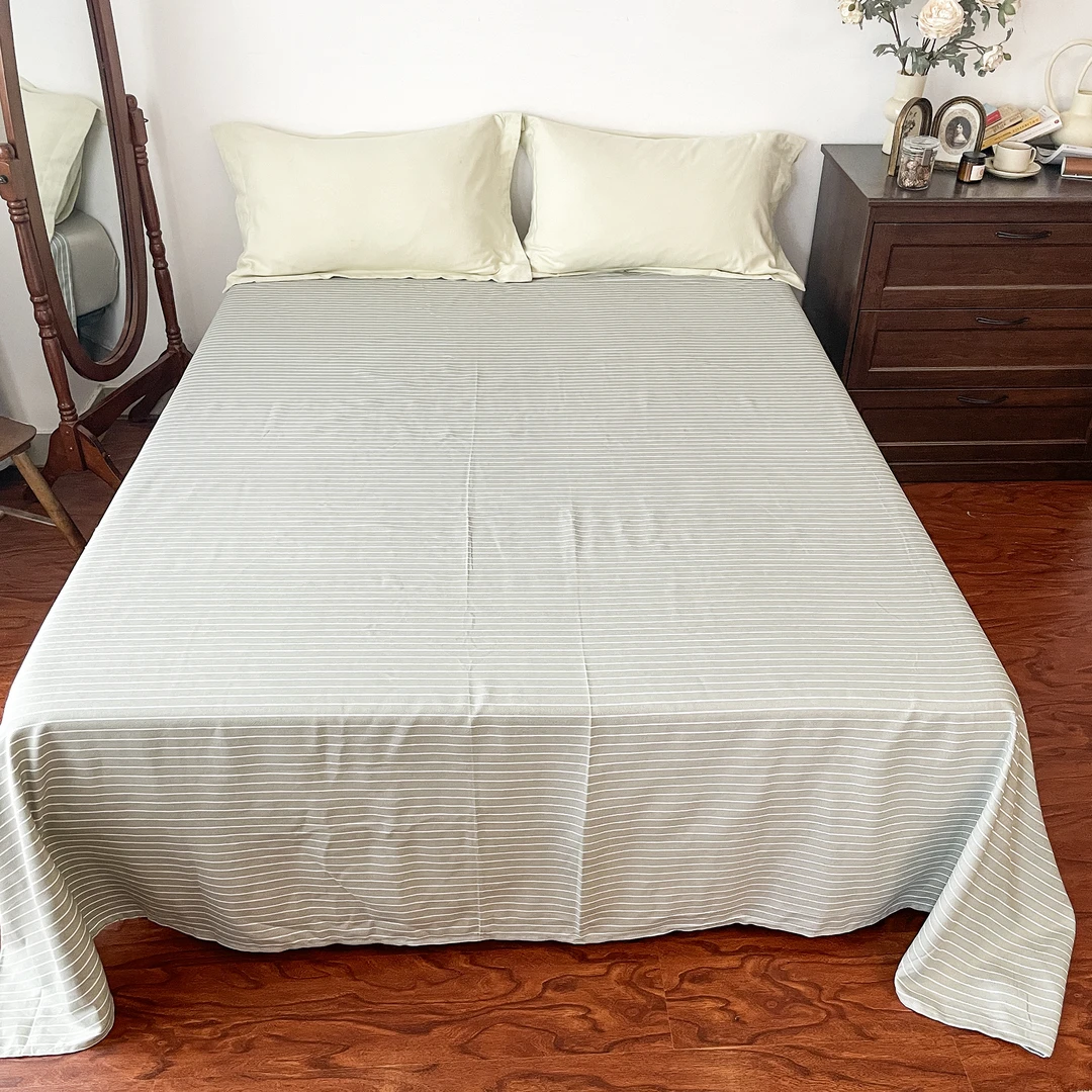 B4944 纯棉原棉菱格纹大帆布床单 纹绿240*250（±5cm）环锭纺加厚