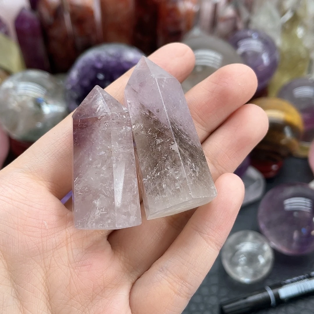 珠宝半成品未镶嵌发晶57紫水晶柱