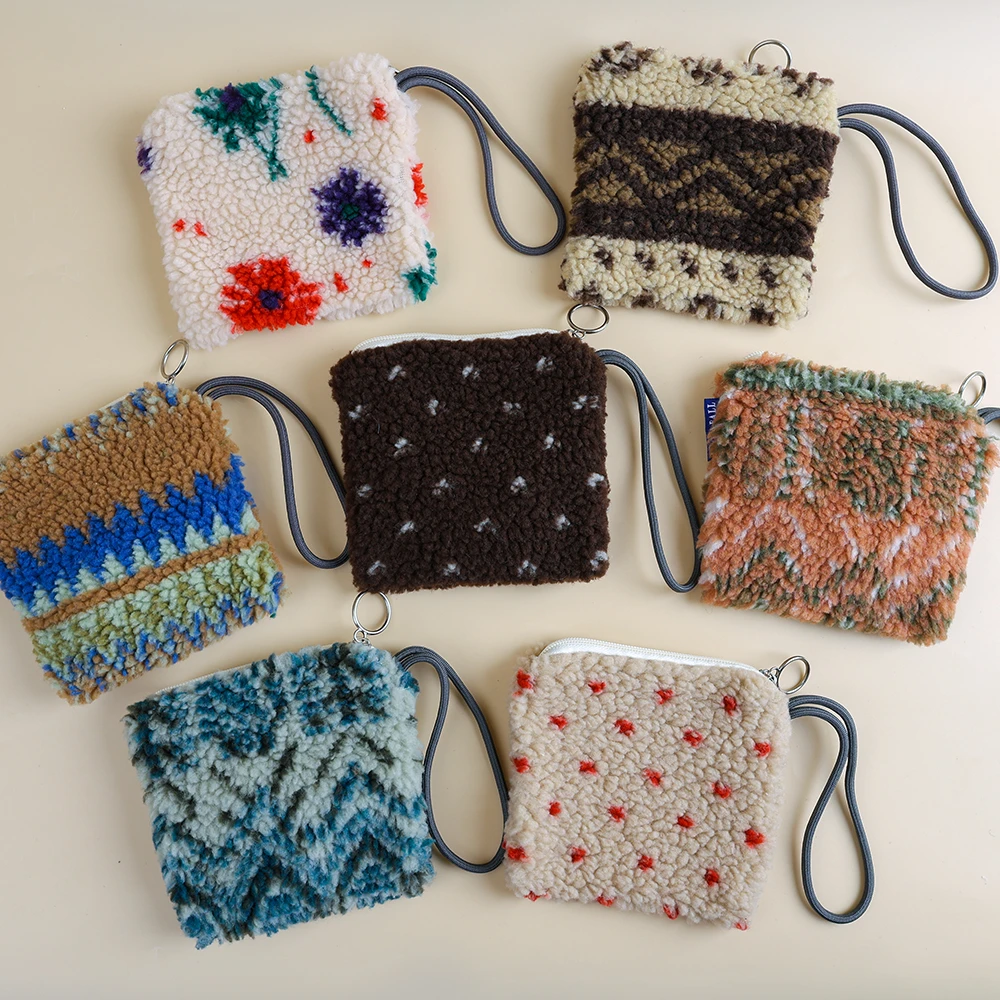 【卡包耳机包】ins毛绒原创加厚可爱布艺挂件零钱包钥匙包便携百搭