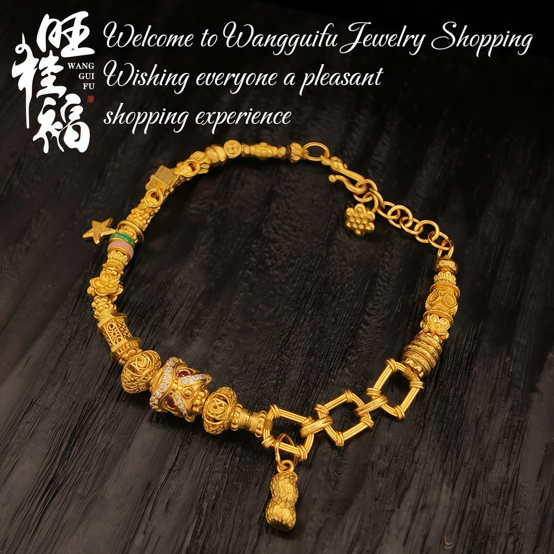 【醒狮踏春】旺桂福珠宝足金999黄金醒狮手串手链