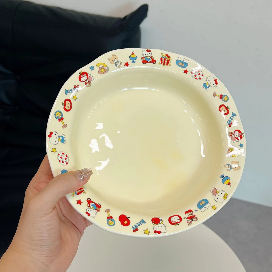 【呼噜噜】出口尾单 可爱卡通猫咪陶瓷盘水果深汤盘