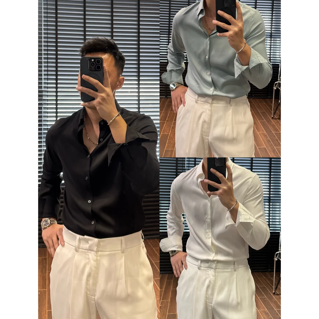 【铜氨丝衬衣】肤感顺滑铜氨丝透气舒适正装衬衫休闲上衣+252013