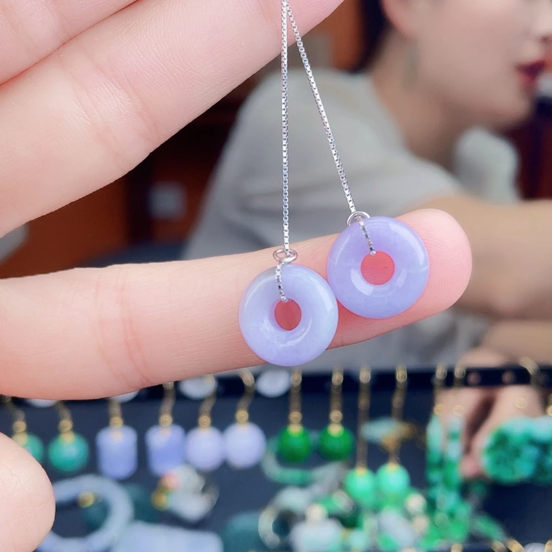 翡翠银S925镶嵌耳饰饰品