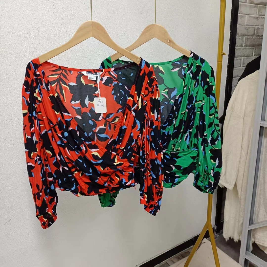 U家剪标 7仓S3-1-3893款 100粘纤交叉中袖上衣