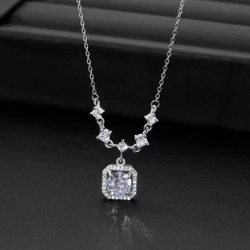 坠链均足银 999流苏方糖项链女款2025新款高级感22