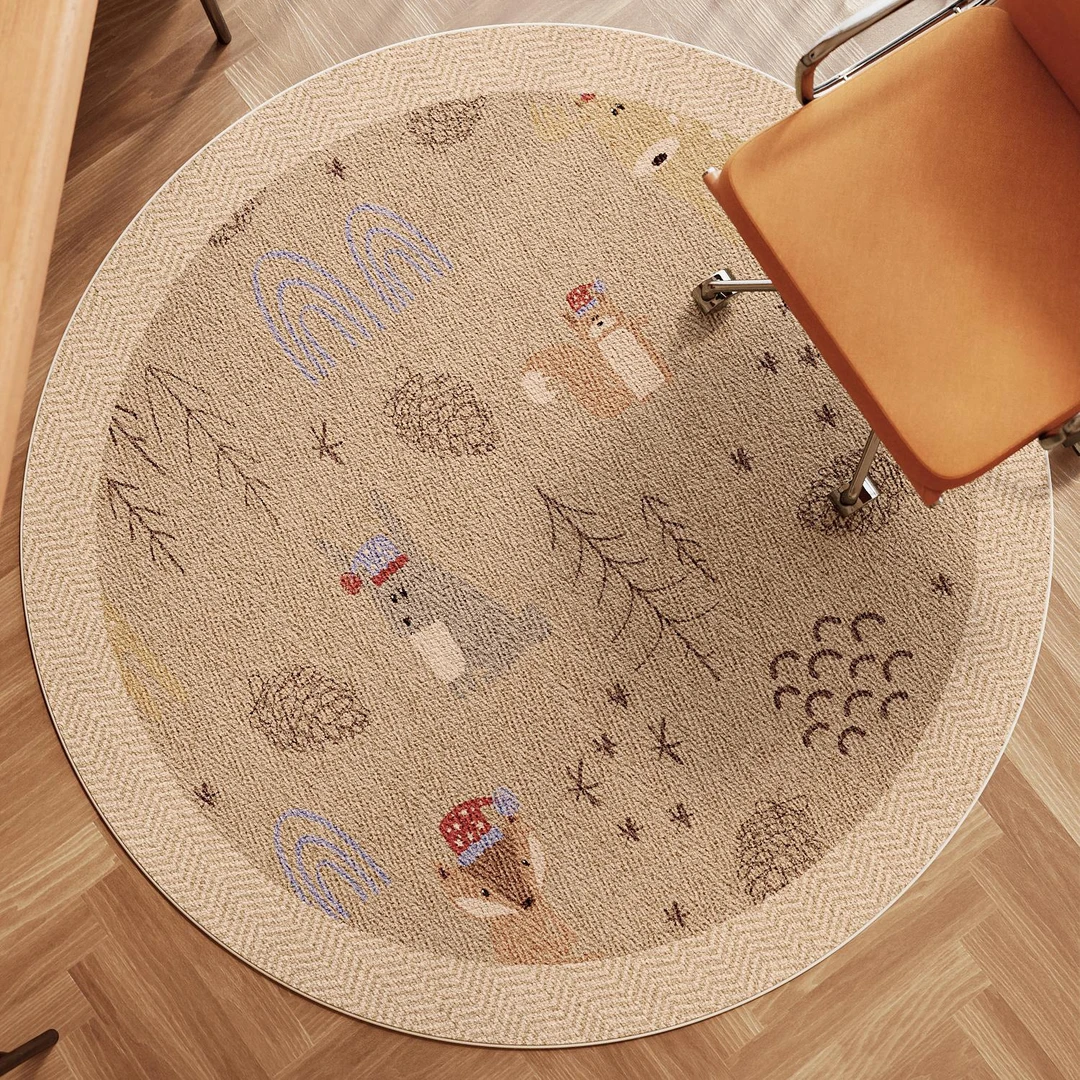 仿剑麻家用地毯圆形转椅电竞椅电脑椅儿童书桌椅子垫地垫防滑隔音