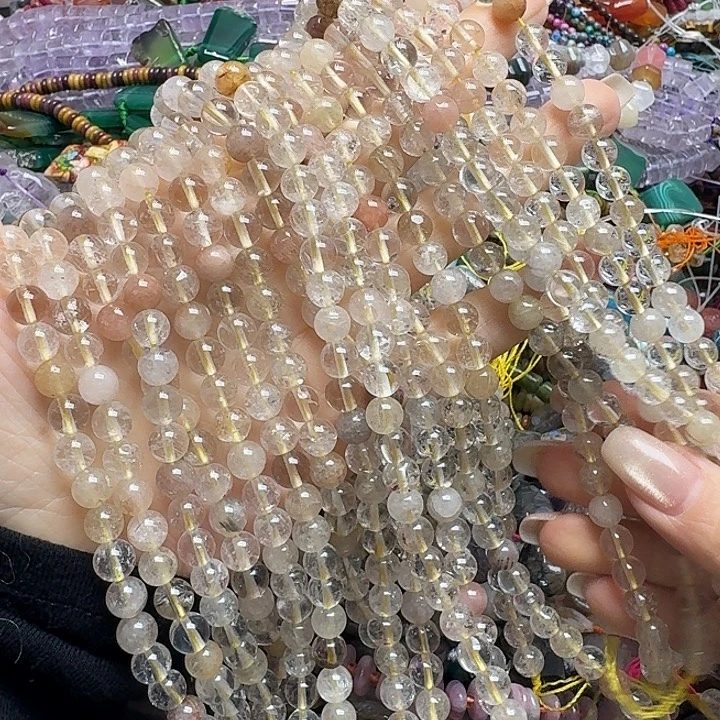 玛瑙/玉髓未镶嵌珠宝半成品一条6m金发晶隔珠