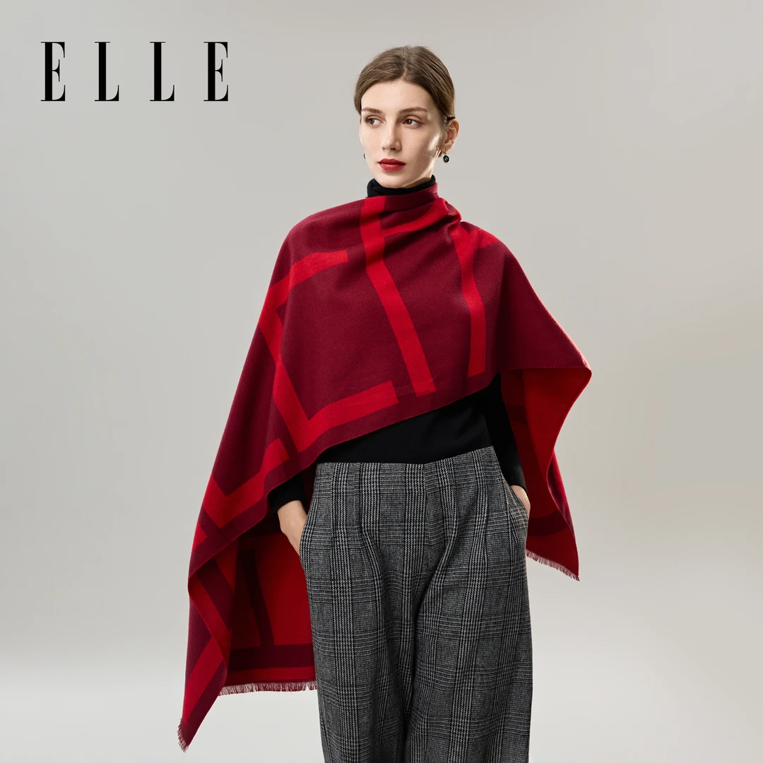 ELLE保暖围巾2025新款秋冬时尚保暖舒适女士高级感围脖36WE23012