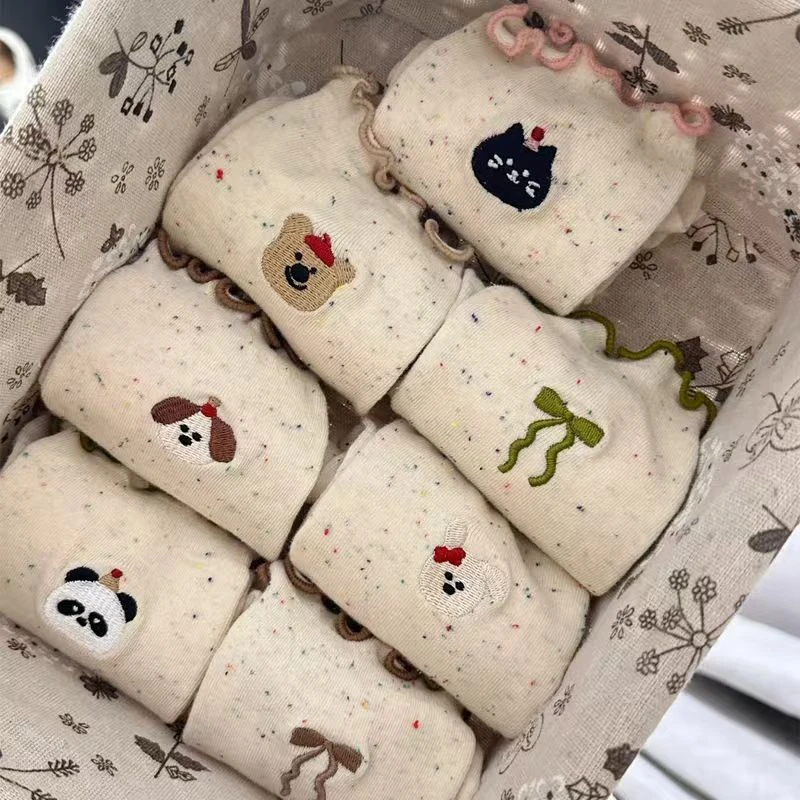 木耳边卡通袜子女中筒堆堆袜点子纱可爱刺绣动物春秋冬季学生长袜