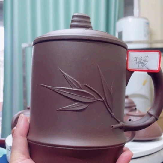 紫砂茶杯紫泥竹节杯1000c c