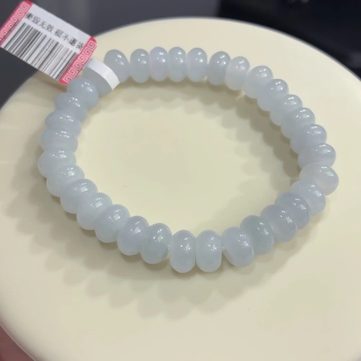 未镶嵌手链翡翠冰胶蓝底鼓珠卡8.9