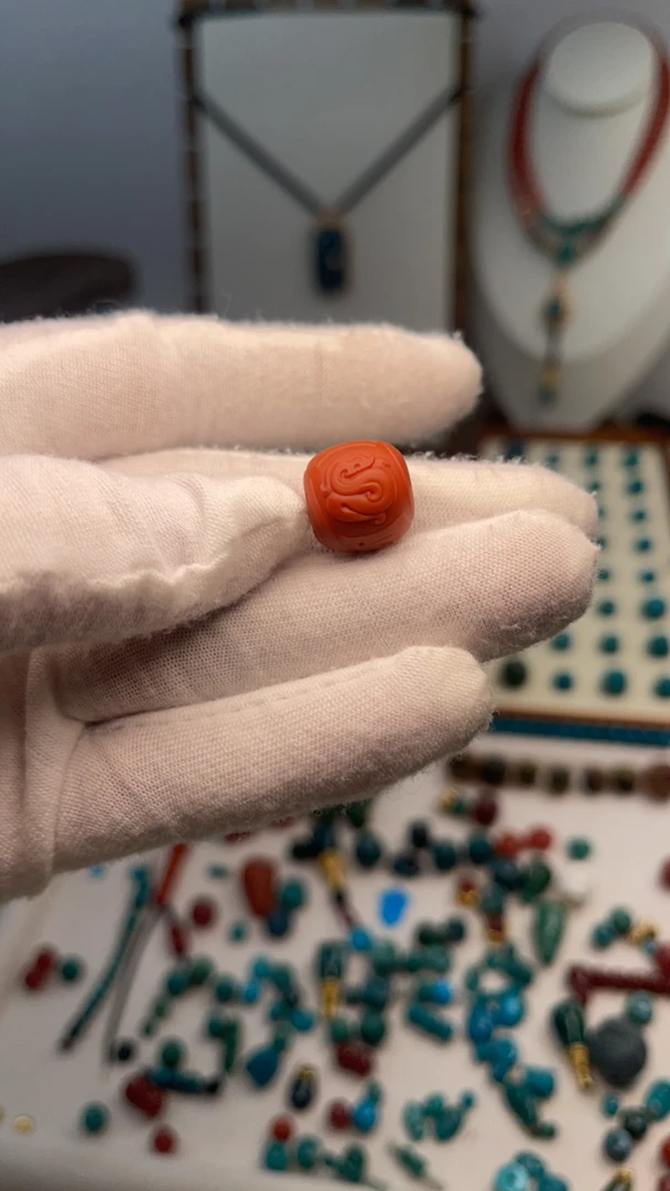 原矿南红博古珠13.8mm