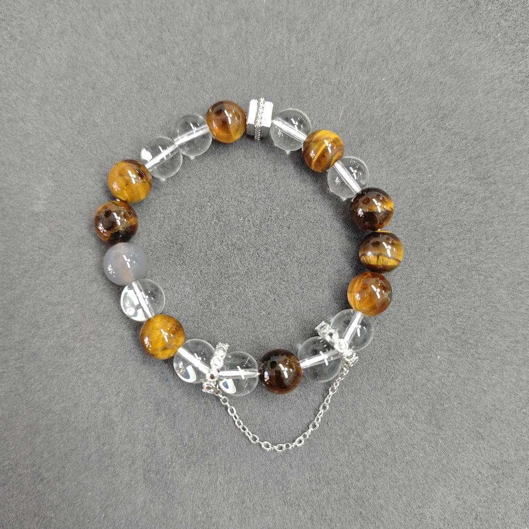 0011虎眼石白水晶设计手链0000