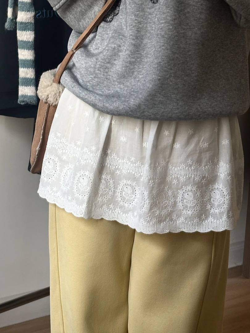 【嘎子小卖布】自制韩系花边屁帘刺绣叠穿打底短裙层次重工蕾丝百搭