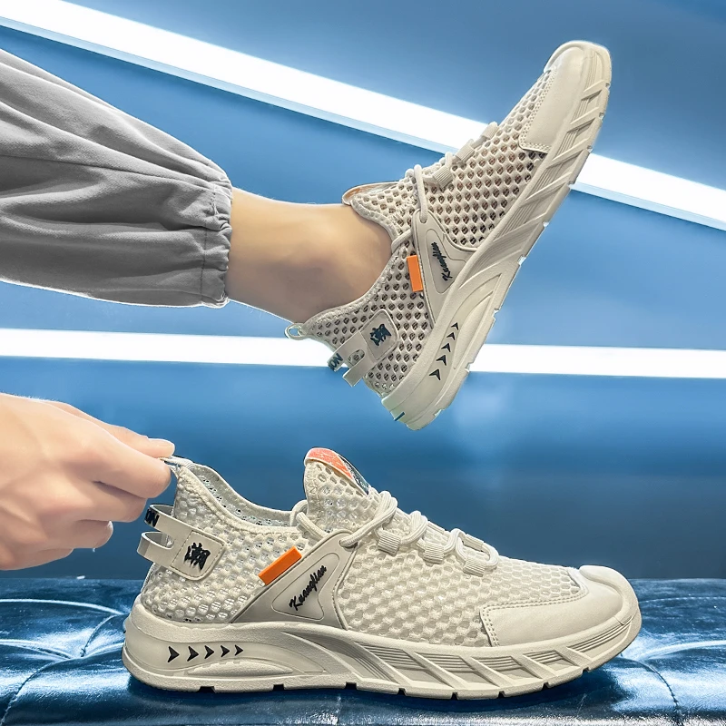 网面鞋男2025新款秋季透气薄款网眼镂空运动网鞋男士软底跑步潮鞋