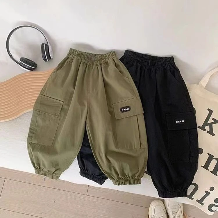 春秋季儿童长裤男童春秋装秋款工装裤男宝宝休闲裤束脚灯笼裤