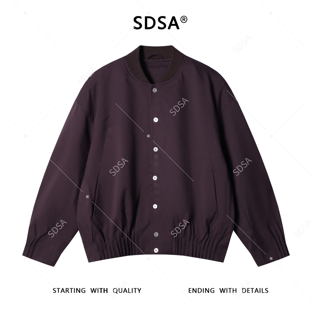 SDSA男士秋冬新款痞帅男装潮牌衬衫褶皱棒球领夹克百搭时尚外套