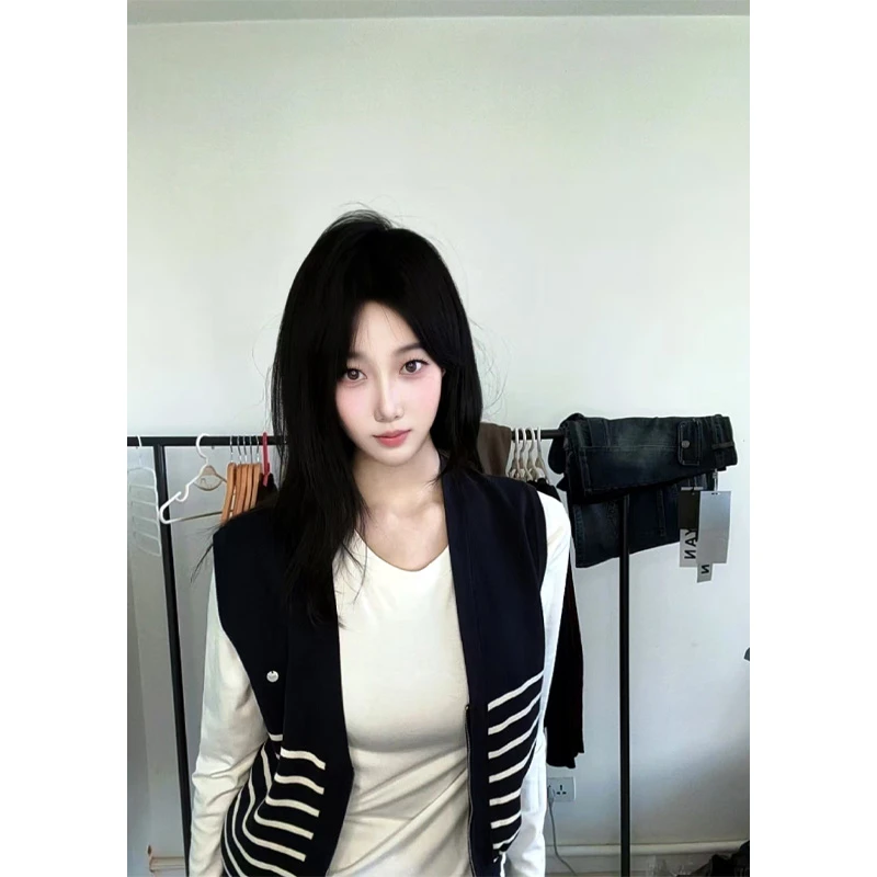 毛针织衫条纹长袖百搭常规款秋季网红针织衫宽松针织