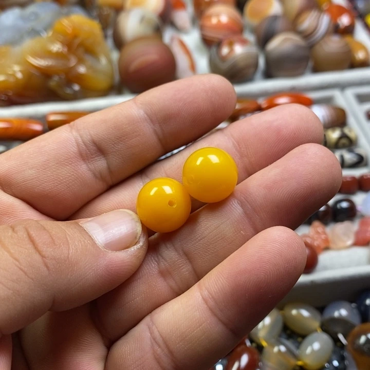 未镶嵌玛瑙/玉髓珠宝半成品14黄2颗
