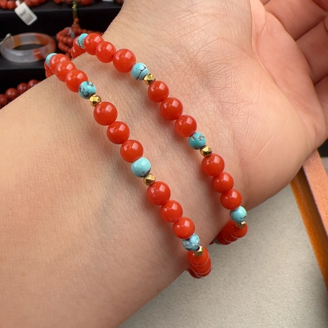 南红玛瑙银S925镶嵌（保山两圈4.5mm