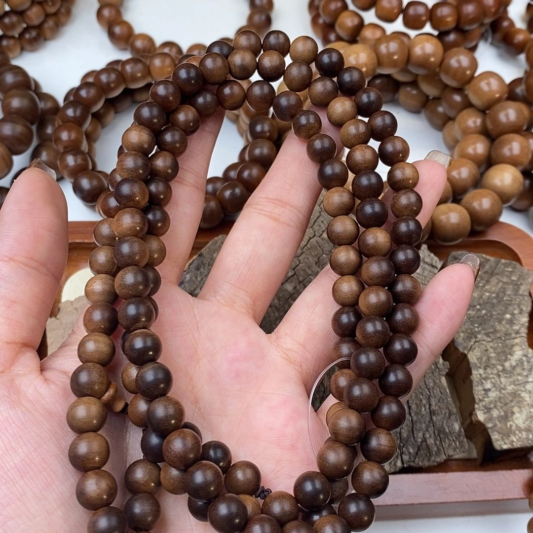 N***8无事牌檀香木全沉水0.8*108印度迈索尔檀香王