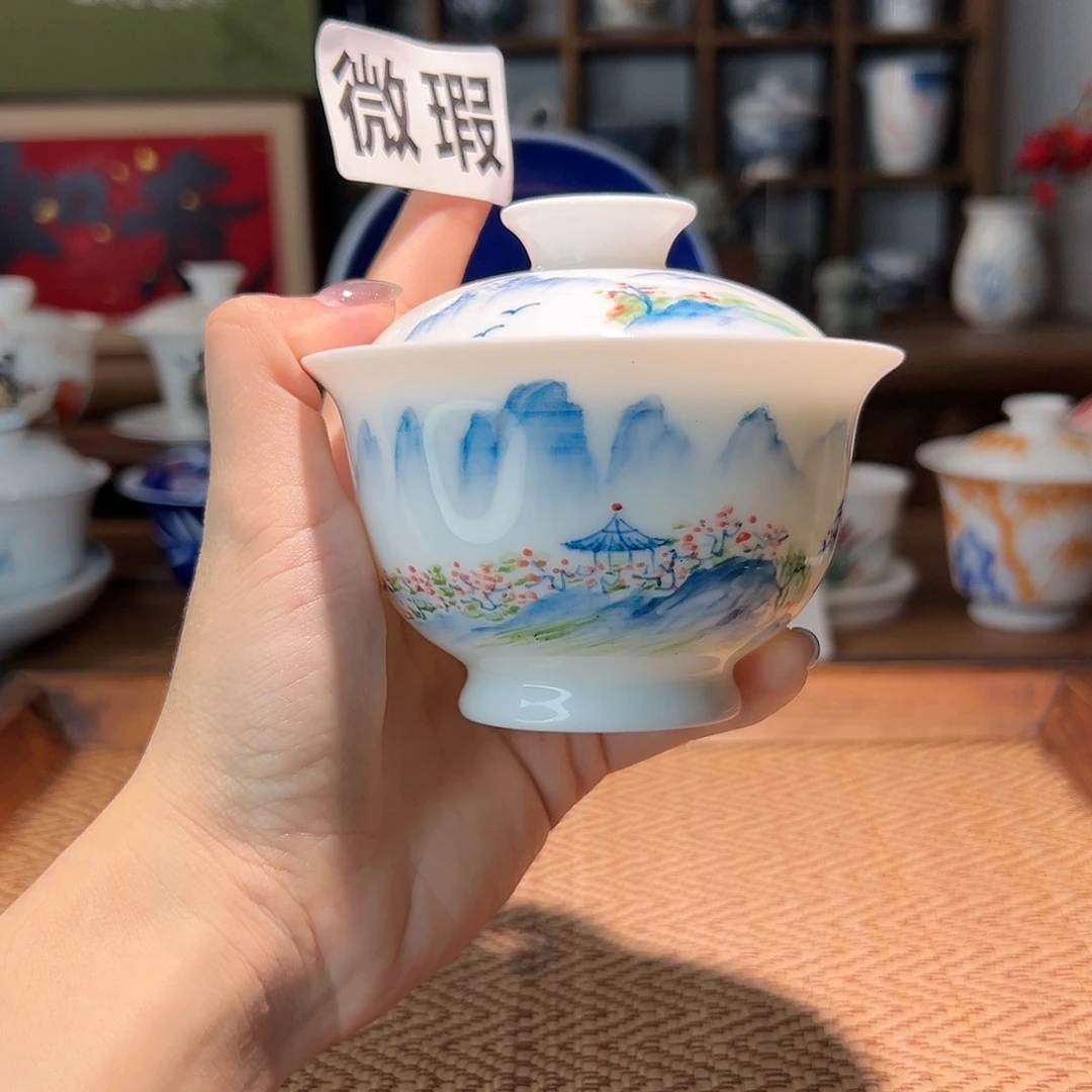 【闪购商品】微瑕 手绘 盖碗