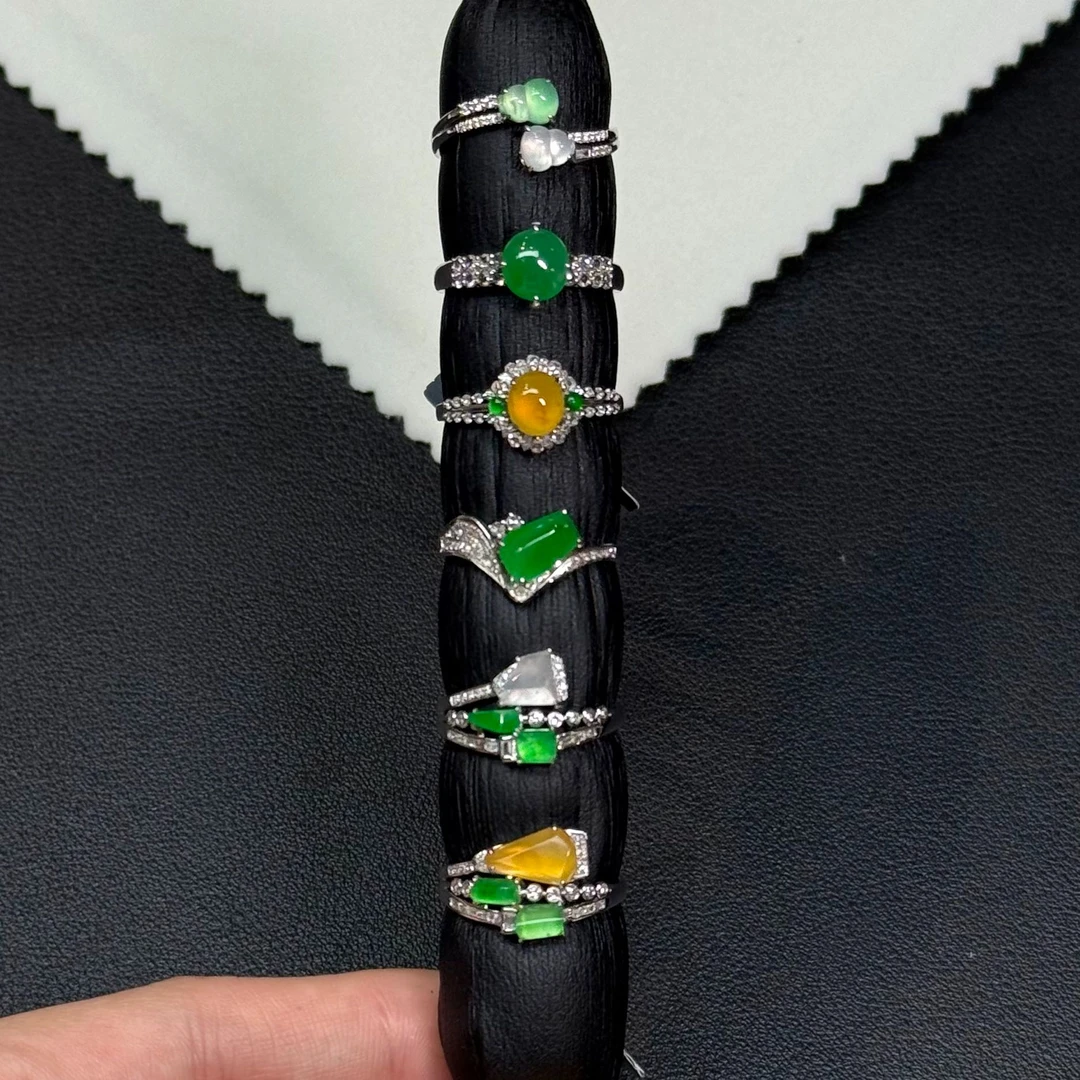 翡翠戒指1件-18K金-多样性发货只发一件-AE10-BK|CXQ21