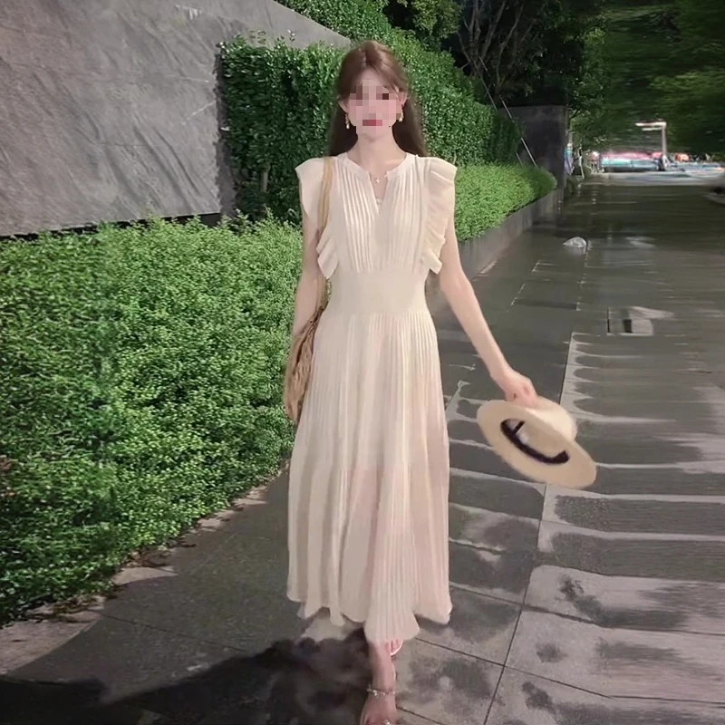 2025年新款无袖连衣裙气质长裙小众夏季显瘦