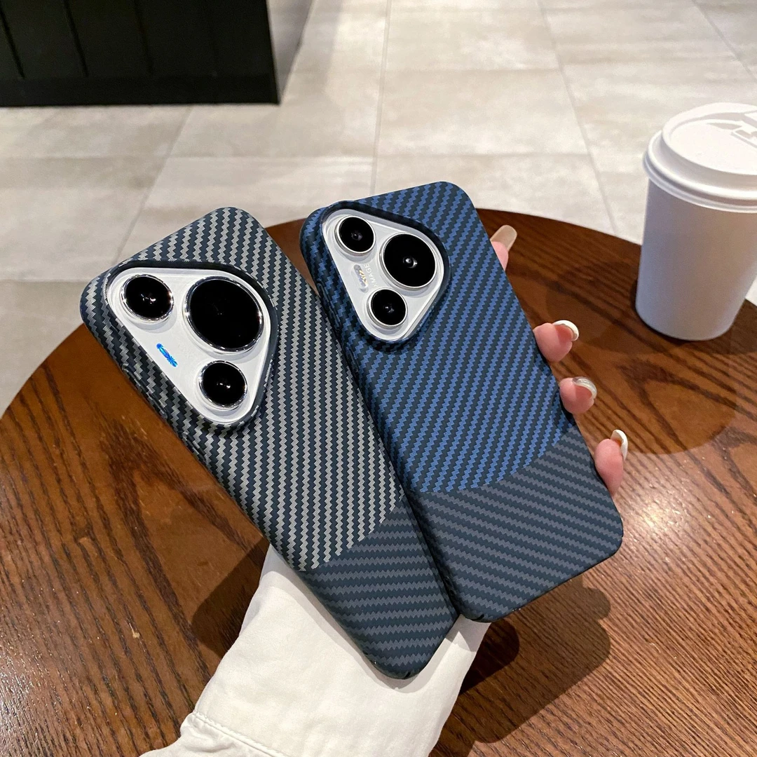 撞色碳纤维纹适用华为Mate70Pro磁吸手机壳Pura70网红防摔手机壳