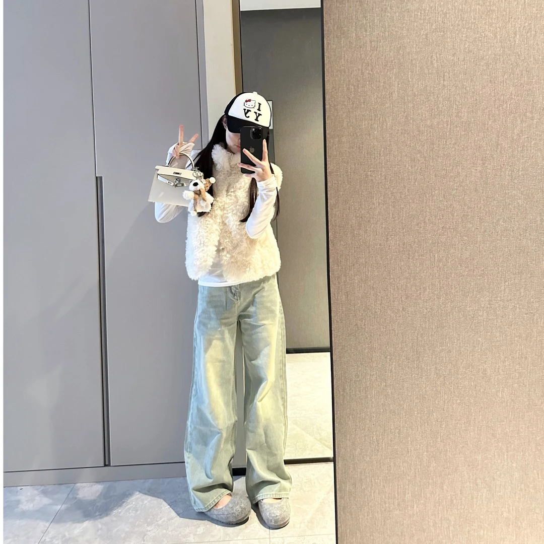 人造皮草 小雪人马甲/秋冬季新款毛毛外套女短款仿羊羔毛保暖马夹