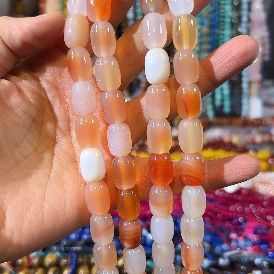 玛瑙/玉髓未镶嵌珠宝半成品红玛瑙卡10-14一条