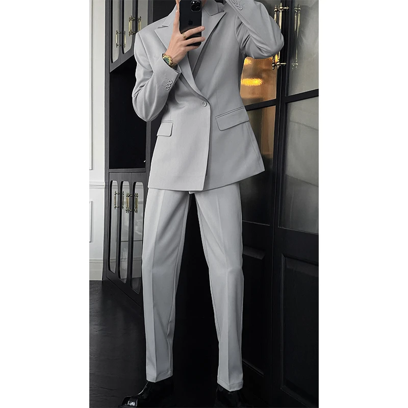 2025新款高定设计款双层领西装套装高级感商务休闲西服西裤
