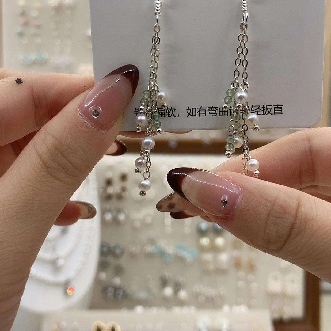 淡水珍珠耳饰银S925镶嵌