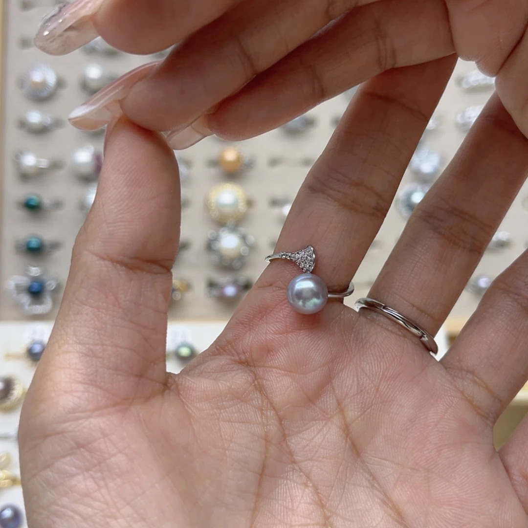 做***人淡水珍珠戒指合金