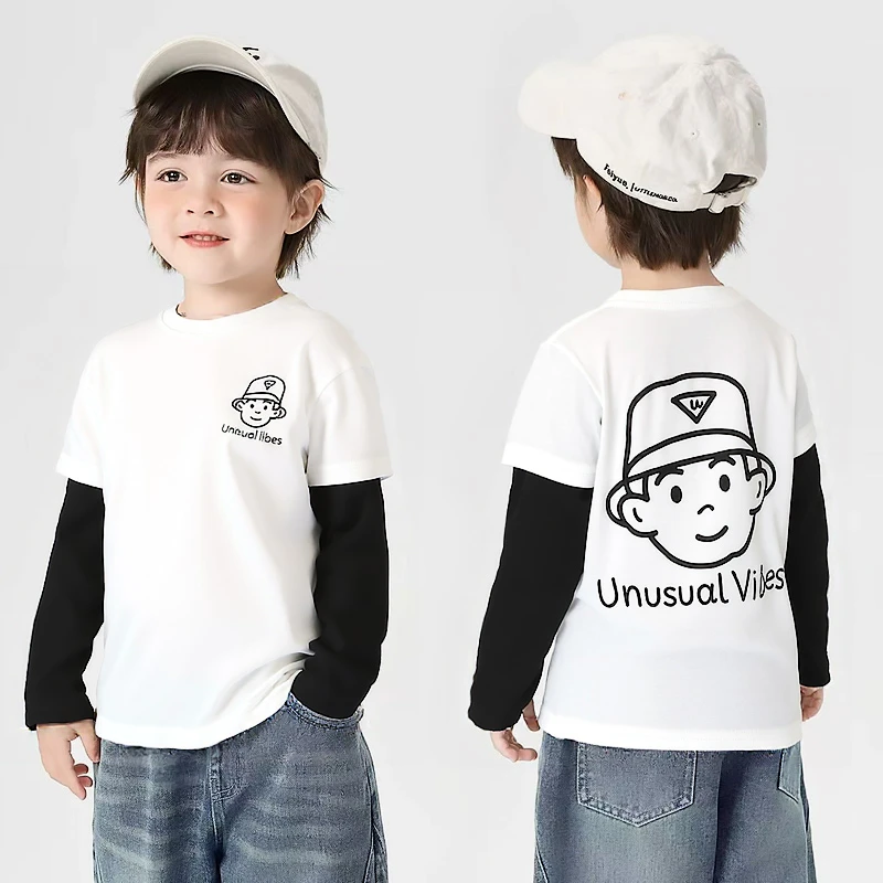 男童打底衫秋季宝宝长袖t恤儿童秋装上衣大童春秋假两件男孩纯棉