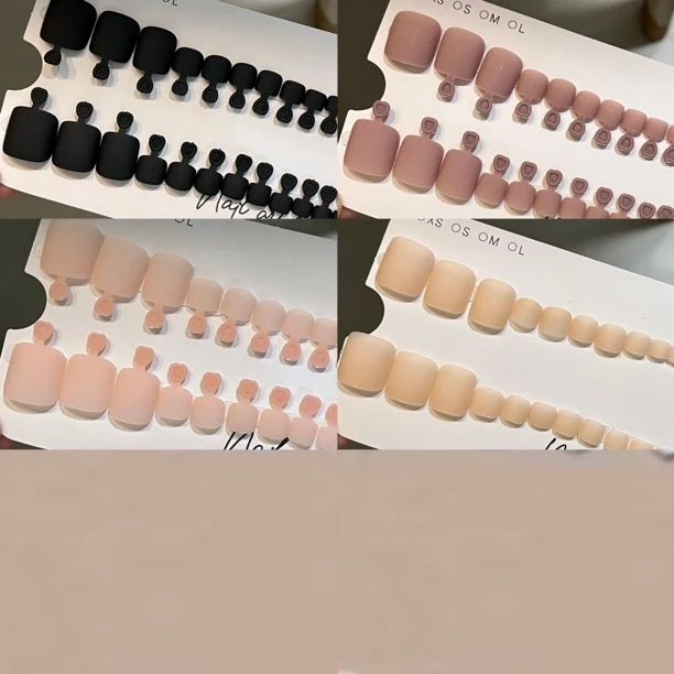 磨砂脚甲24片装单色脚部穿戴式24片装ins风