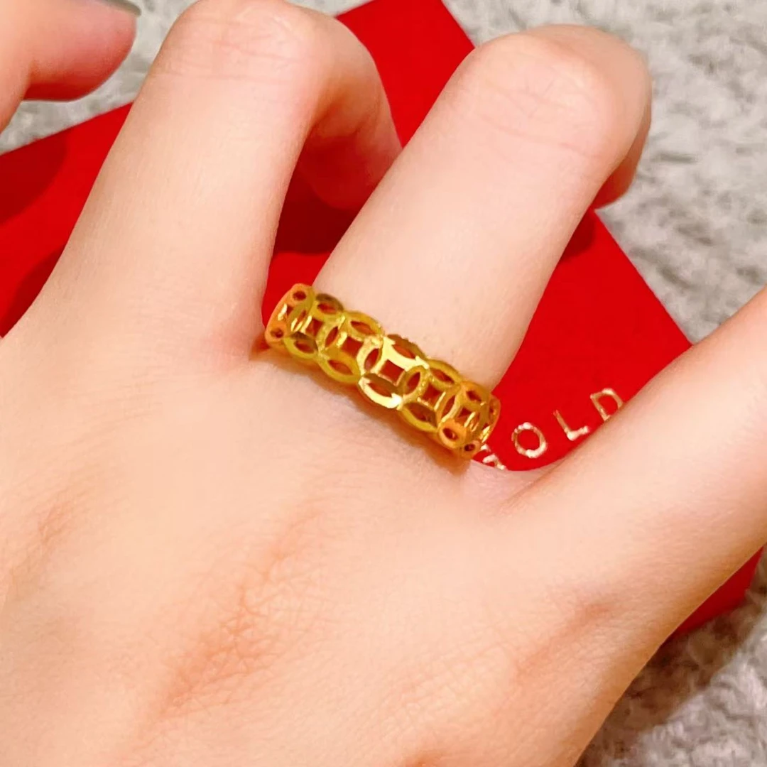 铜合金戒指 【直播专享】正品合金戒指铜钱戒指贵气百搭高级